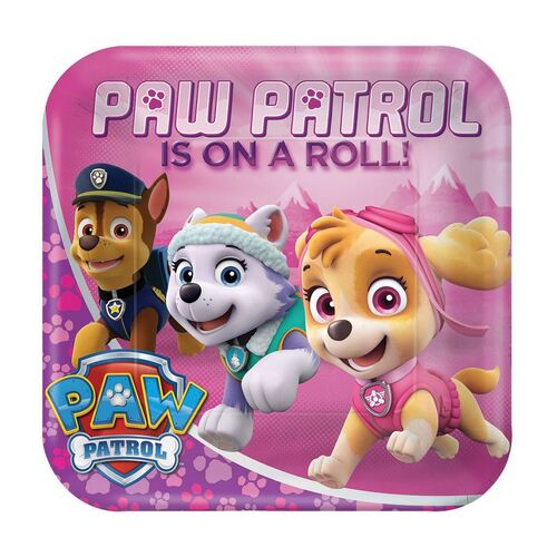 Paw Patrol Girl Square Plates 23cm 8 Pack