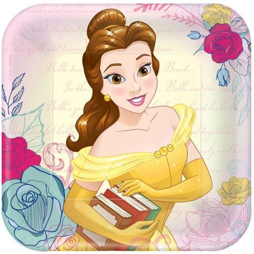 Beauty and the Beast 23cm 8 Pack Square Plates