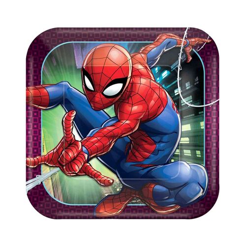 Spider-Man Webbed Wonder 23cm 8 Pack Square Plates