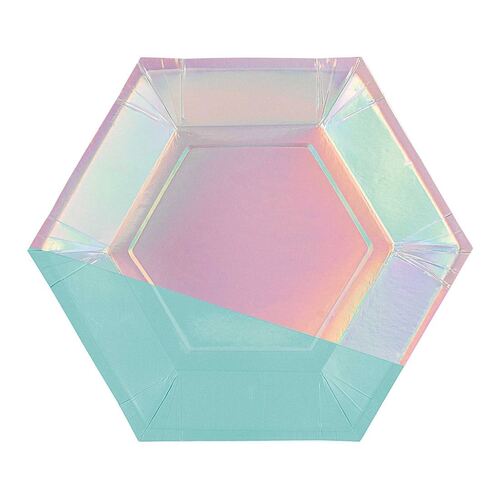 Shimmering Party Iridescent Hexagonal Plates 23cm 8 Pack