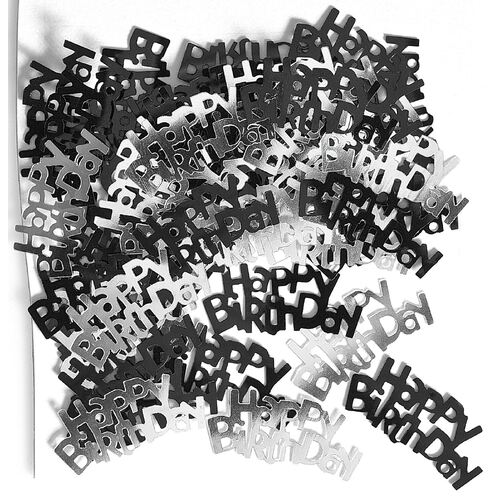 Glitz Black And Silver Happy Birthday Confetti 14Grams (0.5Oz)