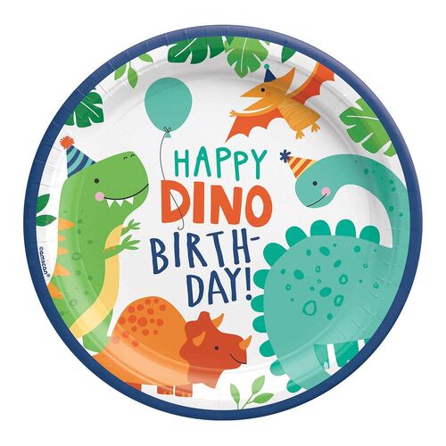 Dino-Mite Party Dinosaur Round Paper Plates 23cm 8 Pack