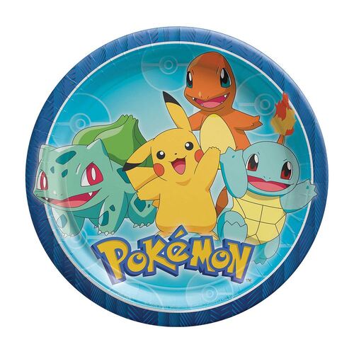 Pokemon Classic Round Paper Plates 23cm 8 Pack