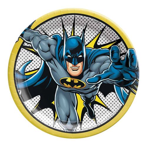 Batman Heroes Unite Round Paper Plates 23cm 8 Pack
