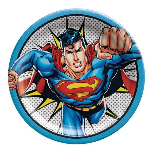 Justice League Heroes Unite Superman Paper Plates 23cm 8 Pack