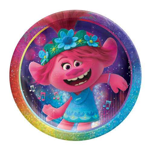 Trolls World Tour Round Prismatic Plates 23cm 8 Pack