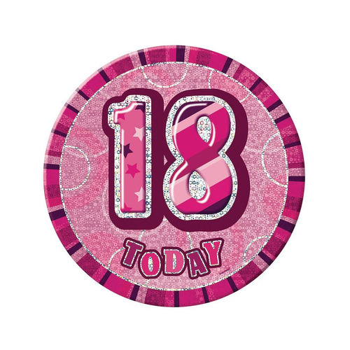Glitz Pink Jumbo Birthday Badge - 18