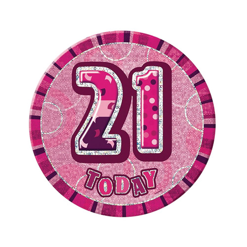 Glitz Pink Jumbo Birthday Badge - 21