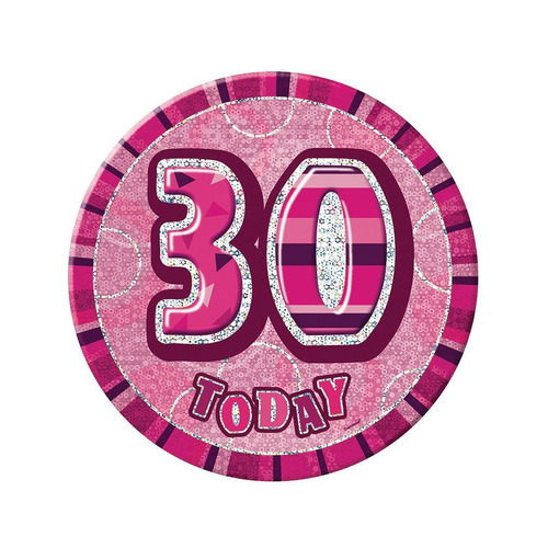 Glitz Pink Jumbo Birthday Badge - 30
