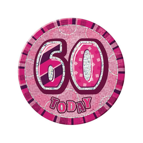 Glitz Pink Jumbo Birthday Badge - 60