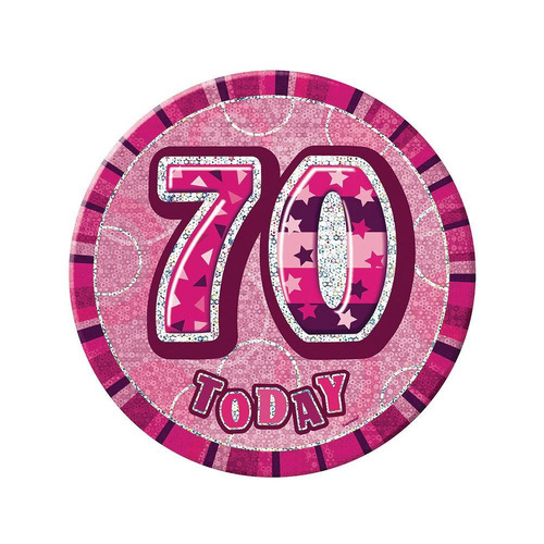 Glitz Pink Jumbo Birthday Badge - 70