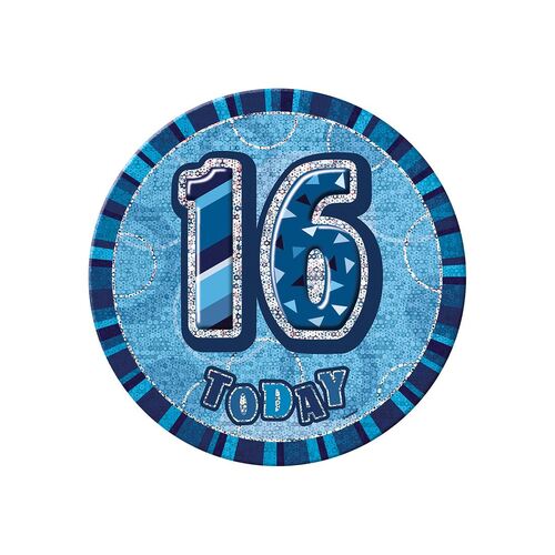 Glitz Blue Jumbo Birthday Badge - 16