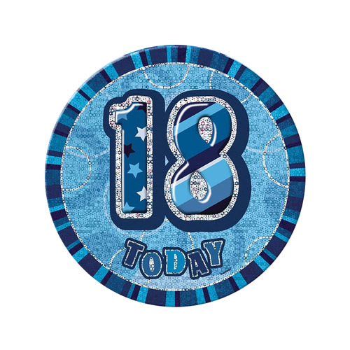 Glitz Blue Jumbo Birthday Badge - 18