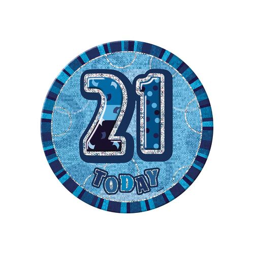 Glitz Blue Jumbo Birthday Badge - 21