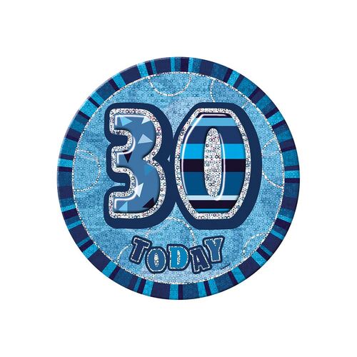 Glitz Blue Jumbo Birthday Badge - 30