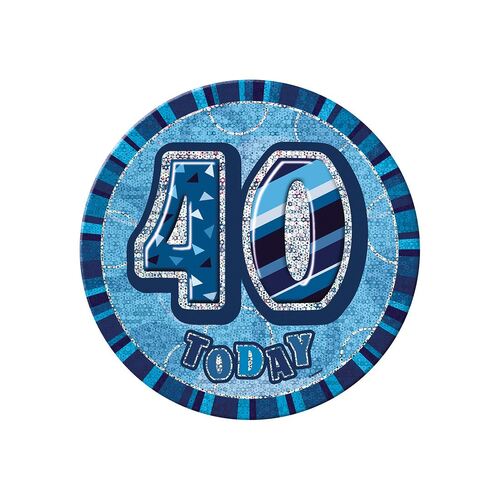 Glitz Blue Jumbo Birthday Badge - 40