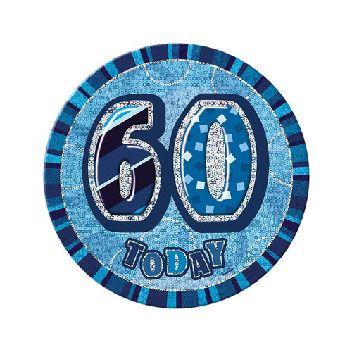 Glitz Blue Jumbo Birthday Badge - 60