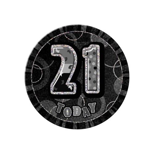Glitz Black Jumbo Birthday Badge - 21