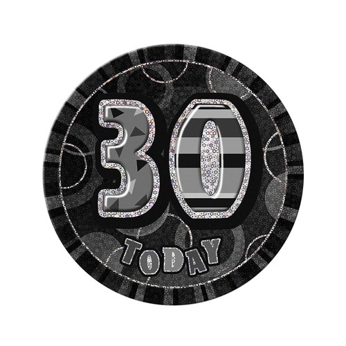 Glitz Black Jumbo Birthday Badge - 30