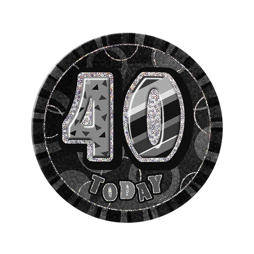 Glitz Black Jumbo Birthday Badge - 40
