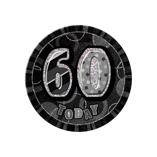 Glitz Black Jumbo Birthday Badge - 60