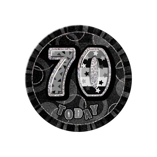 Glitz Black Jumbo Birthday Badge - 70