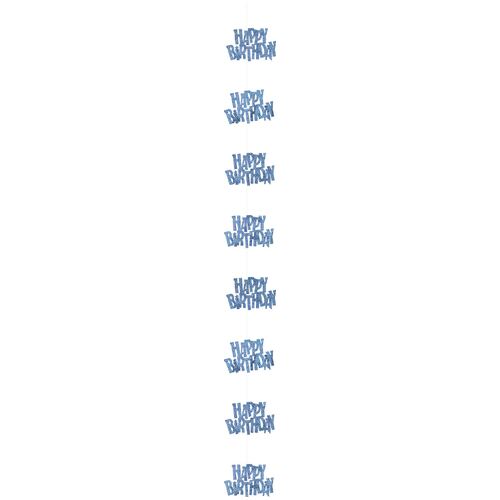 Glitz Blue 6 Hanging Decorations 1.5M (5') - Happy Birthday