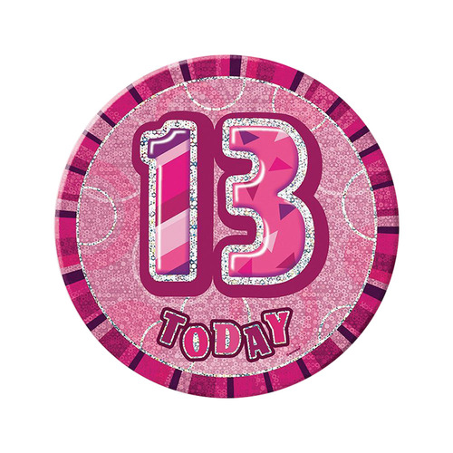 Glitz Pink Jumbo Birthday Badge - 13
