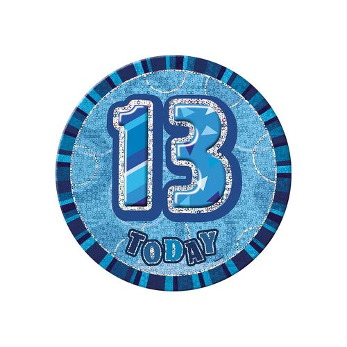 Glitz Blue Jumbo Birthday Badge - 13
