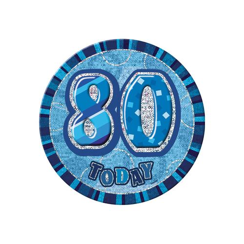 Glitz Blue Jumbo Birthday Badge - 80