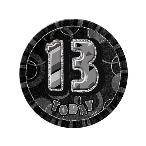 Glitz Black Jumbo Birthday Badge - 13