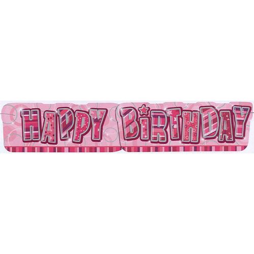 Glitz Pink Giant Happy Birthday Banner