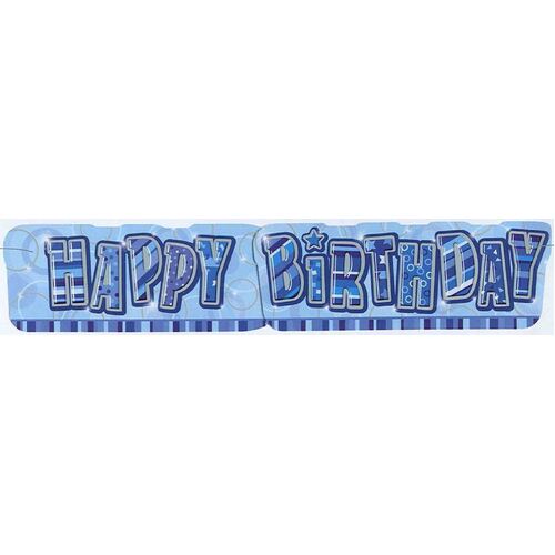 Glitz Blue Giant Happy Birthday Banner