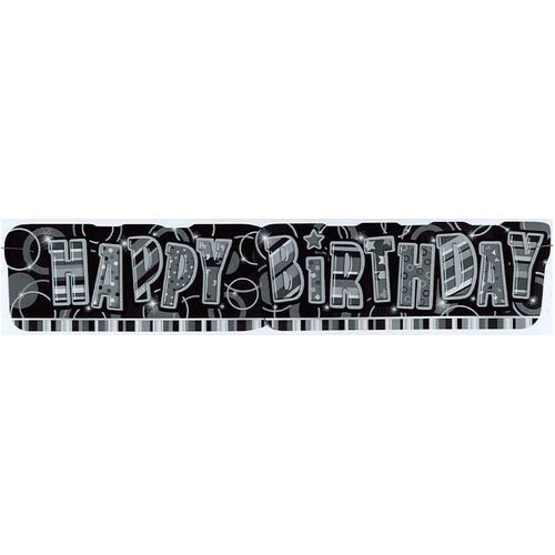 Glitz Black Giant Happy Birthday Banner