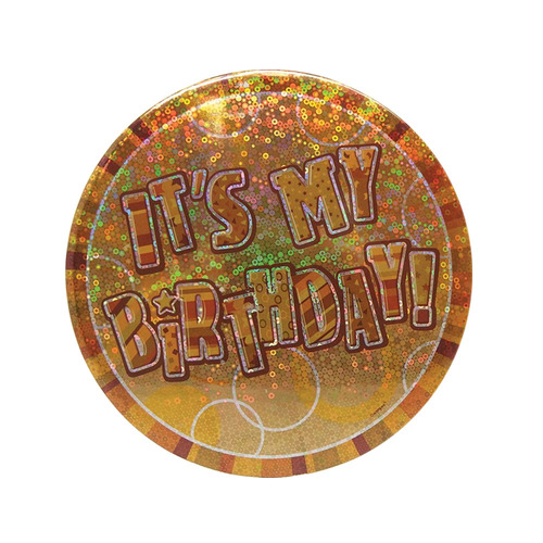 Glitz Gold Jumbo Happy Birthday Badge - It'S My Birthday