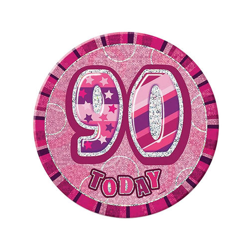 Glitz Pink Jumbo Birthday Badge - 90