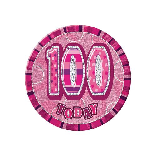 Glitz Pink Jumbo Birthday Badge - 100