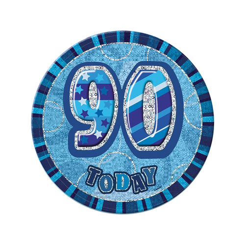 Glitz Blue Jumbo Birthday Badge - 90