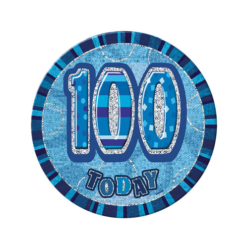 Glitz Blue Jumbo Birthday Badge - 100