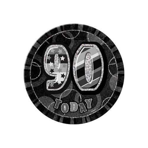 Glitz Black Jumbo Birthday Badge - 90