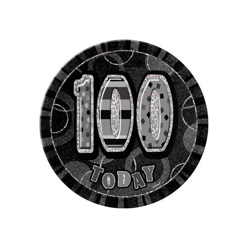 Glitz Black Jumbo Birthday Badge - 100