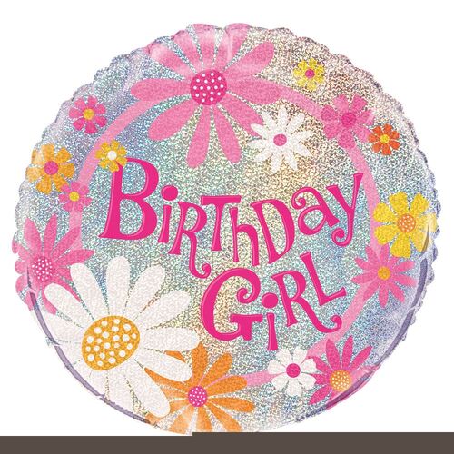 Birthday Girl 45cm  Foil Prismatic Balloons Packaged