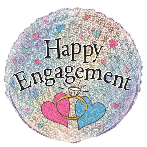Happy Engagement 45cm Foil Prismatic Balloons Packaged