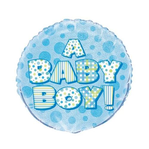 Baby Boy 45cm  Foil Prismatic Balloons Packaged