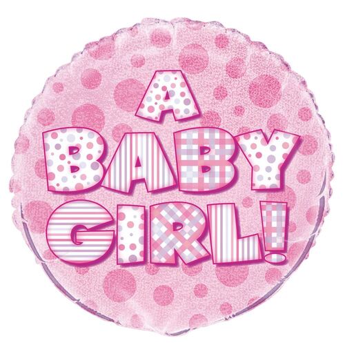 Baby Girl 45cm  Foil Prismatic Balloons Packaged