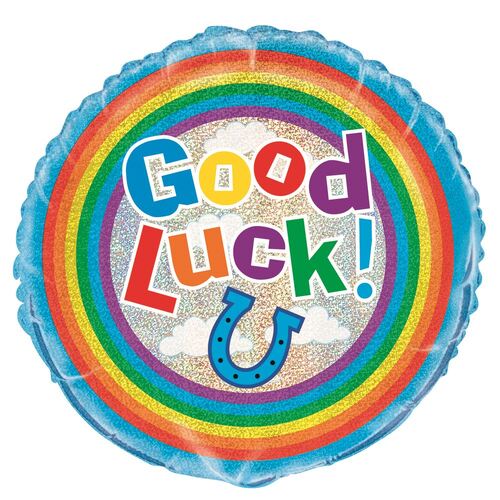 Good Luck 45cm Foil Prismatic Balloons Packaged