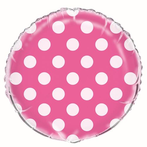 Dots Hot Pink 45cm  Foil Balloons - Packaged