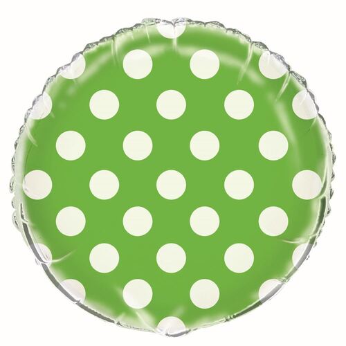 Dots Lime Green 45cm  Foil Balloons - Packaged
