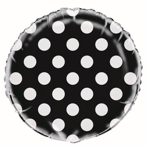 Dots Midnight Black 45cm  Foil Balloons - Packaged