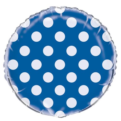 Dots Royal Blue 45cm Foil Balloons - Packaged